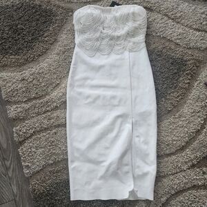 Fashion Nova Byanka Bandage Midi Chic White Strapless Dress Large NWT